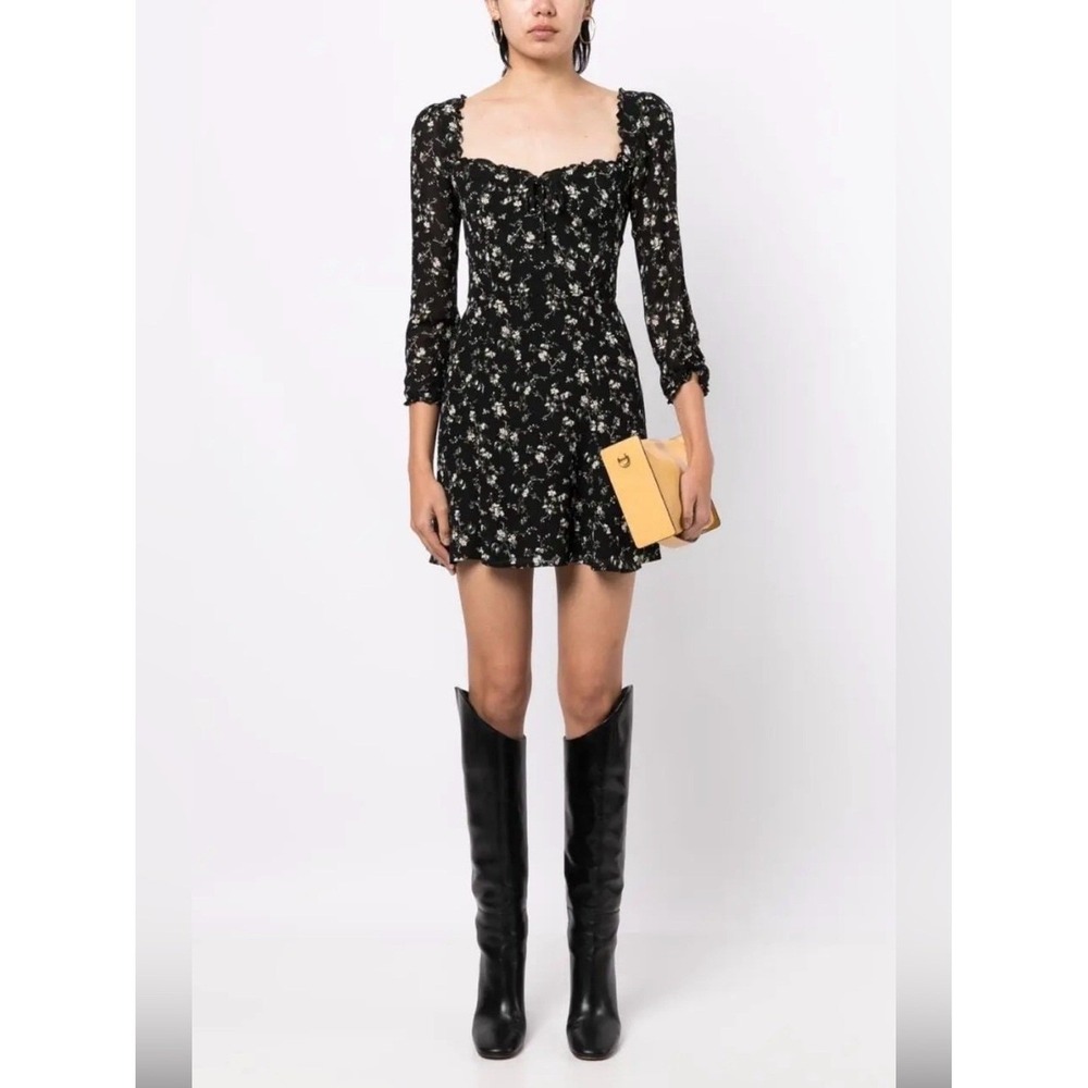 Reformation Remi Floral Square-Neck Mini Dress Size 2